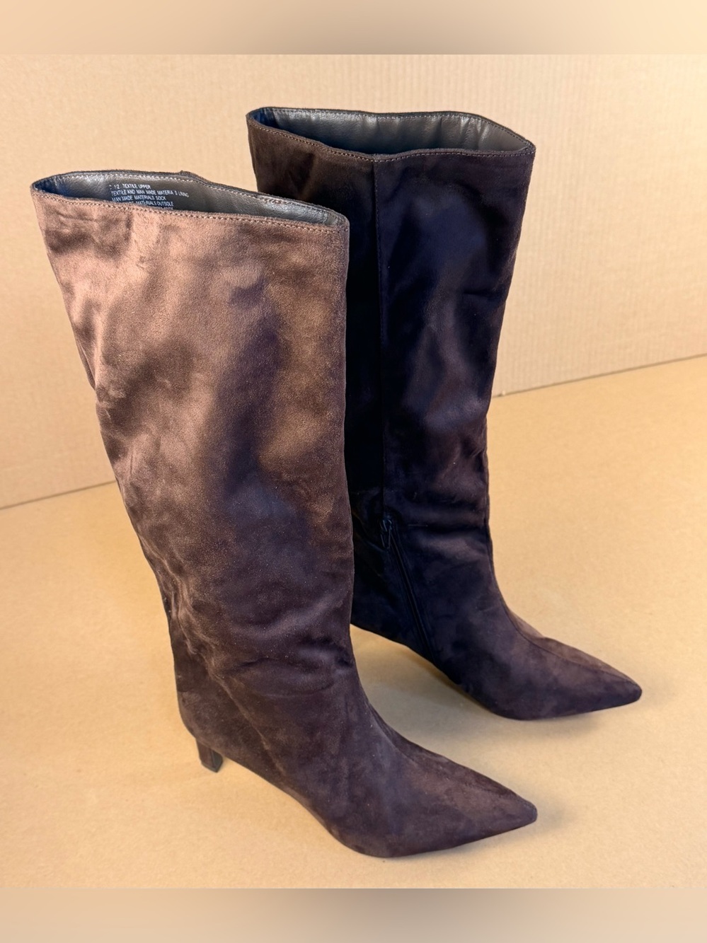 a new day Women's Brown Suede Knee-High Heeled Boots